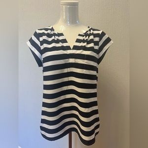 Loft Navy Stripe Blouse | Medium Petite